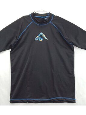 Okanu Rash Guard Shirt Mens 2XL Black Stretch Raglan Sleeve Crew Neck Pullover